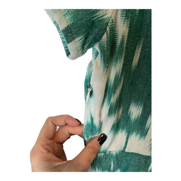 Vineyard Vines Dress Women 00 Green White Ikat Fit And Flare Mini Preppy Boho - Picture 6 of 10